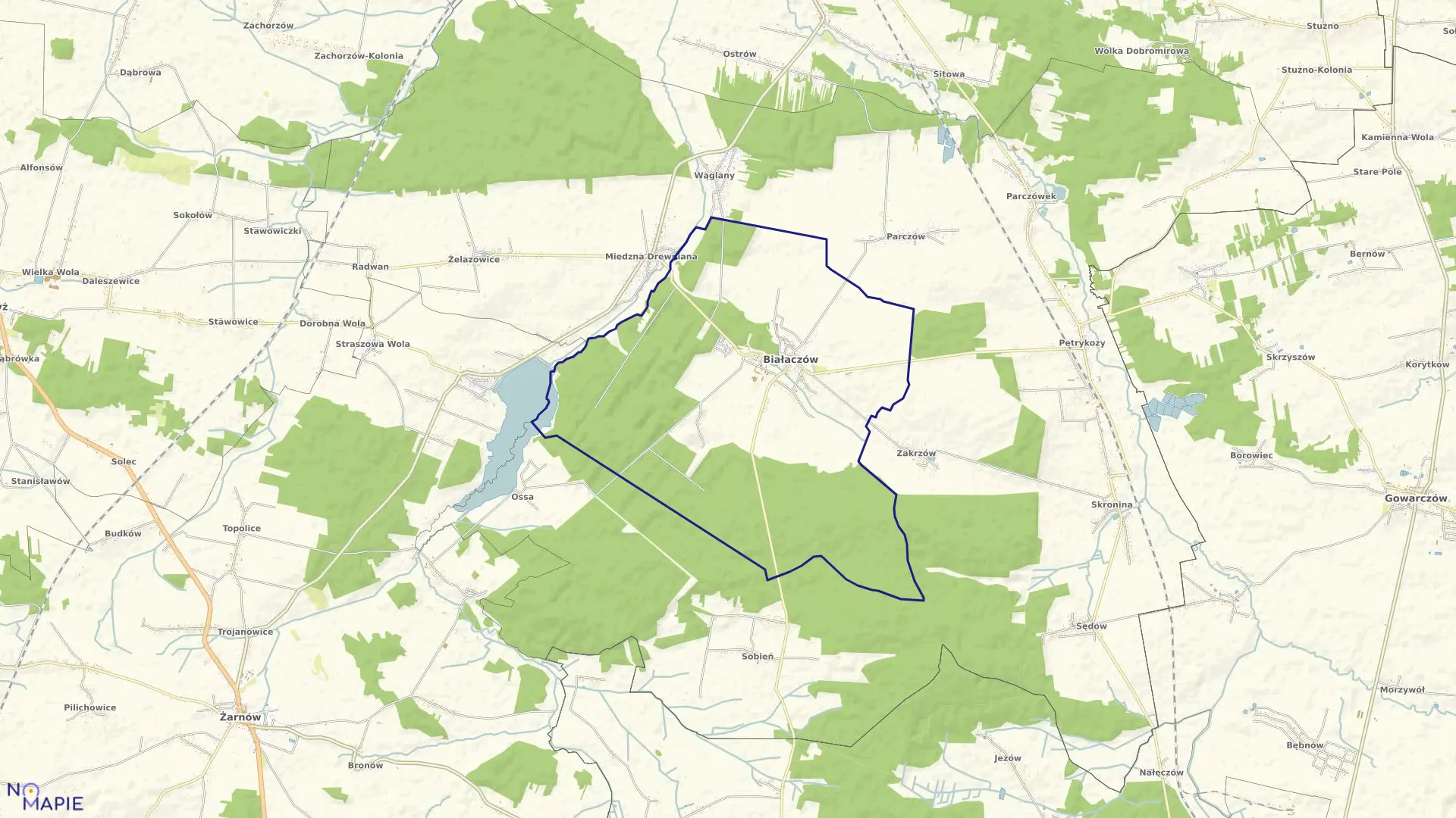 Mapa obrębu BIAŁACZÓW gmina Białaczów
