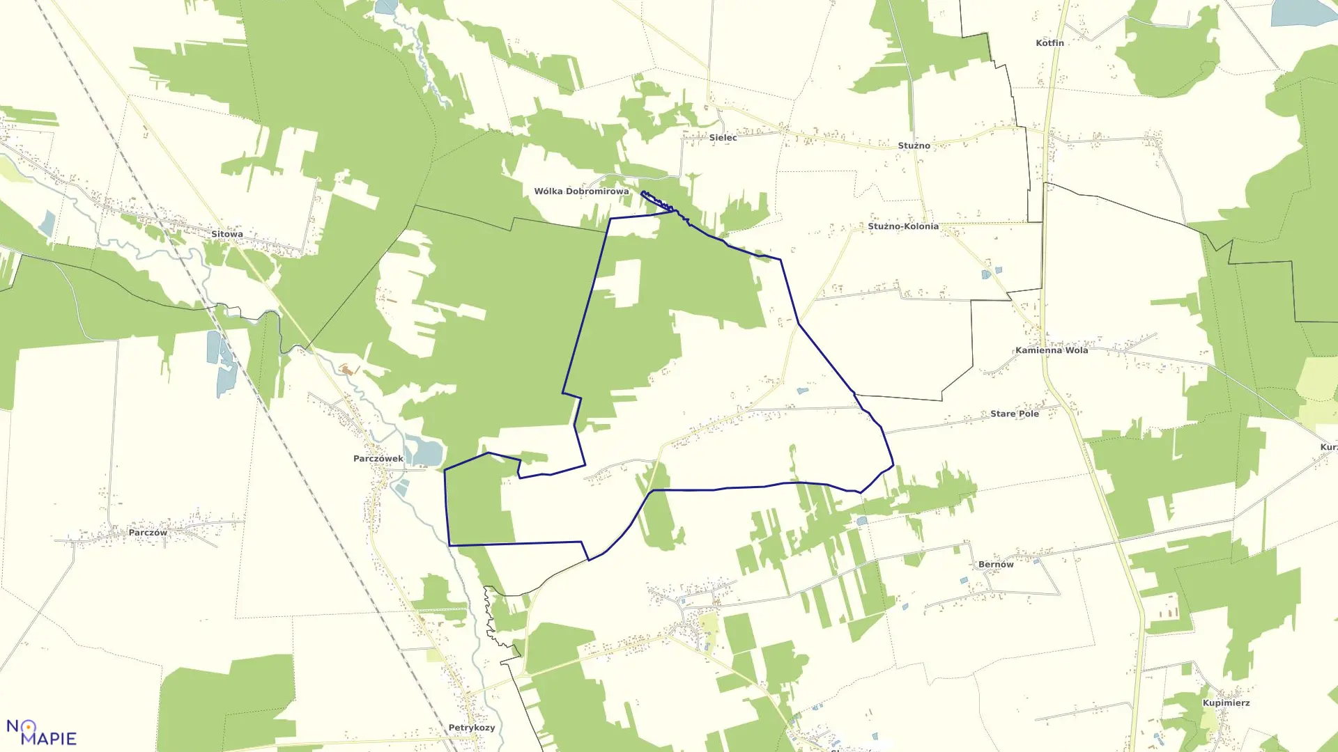 Mapa obrębu KURASZKÓW gmina Białaczów