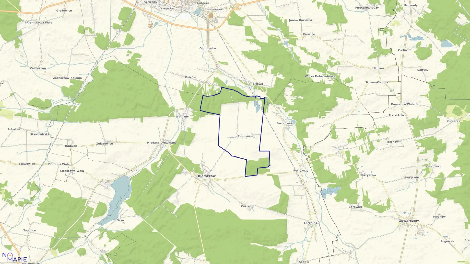 Mapa obrębu PARCZÓW gmina Białaczów