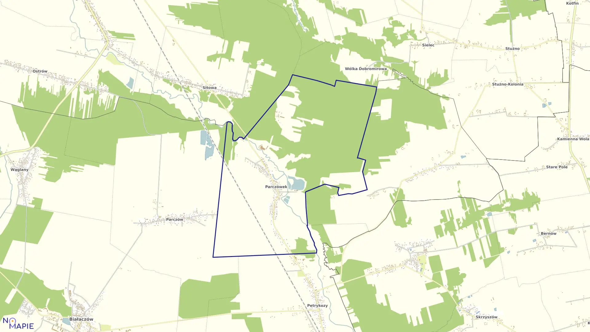 Mapa obrębu PARCZÓWEK gmina Białaczów