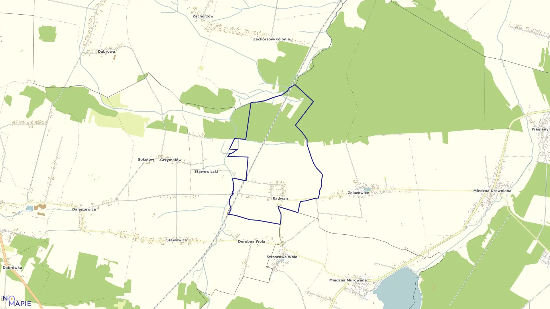 Mapa obrębu RADWAN gmina Białaczów