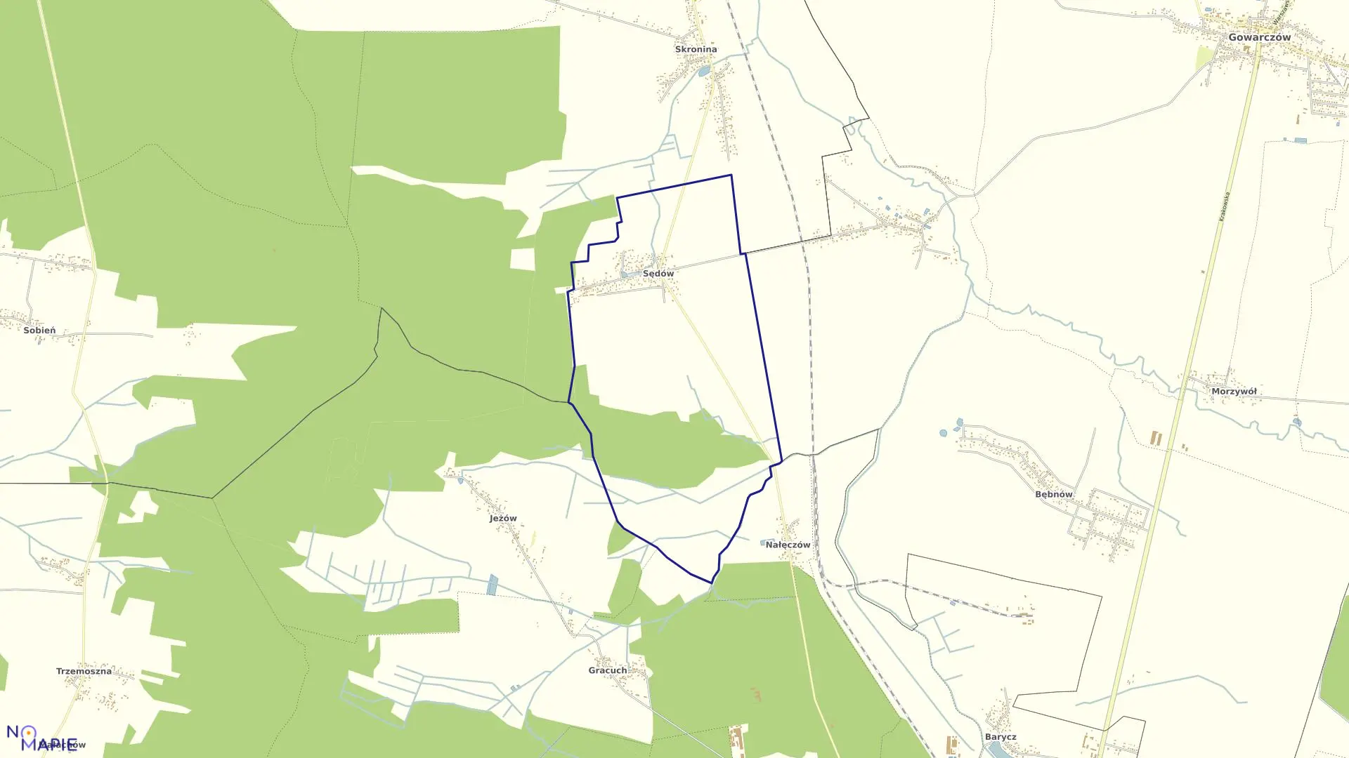 Mapa obrębu SĘDÓW gmina Białaczów